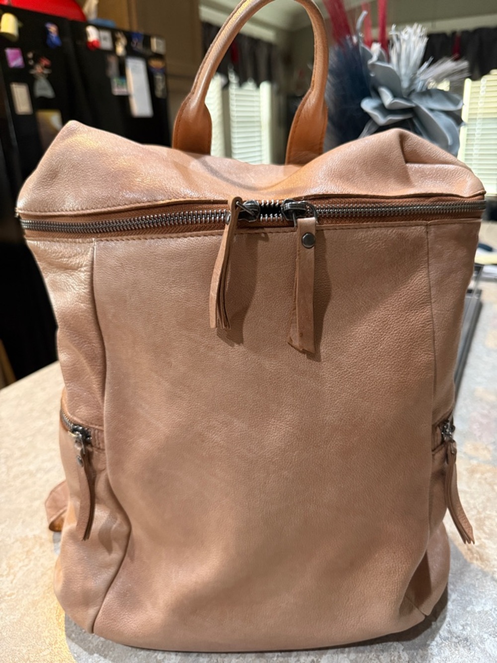 Vilenca Holland Leather Backpack Tan  Backpack